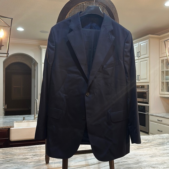Designer 2 Piece Suit Dark Navy โข Custom Designer Fully Lined โข Jacket & Pant - Picture 1 of 8